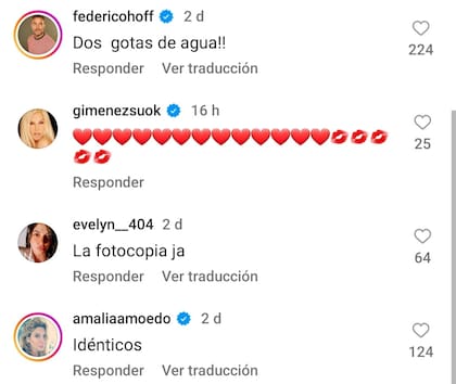 Algunos de los comentarios que le hicieron en su publicación de Instagram