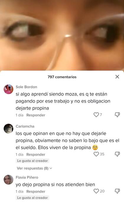 Algunos de los comentarios que los usuarios le hicieron en la publicación de TikTok