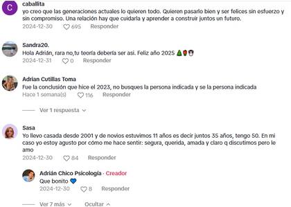 Algunos de los comentarios que recibió Adrián sobre su reflexión