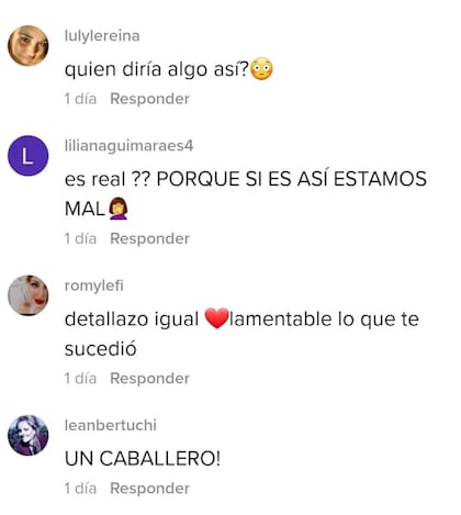 Algunos de los comentarios que recibió el hombre en TikTok