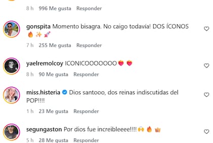 Algunos de los comentarios que recibió el posteo de Lali de parte de sus fans
