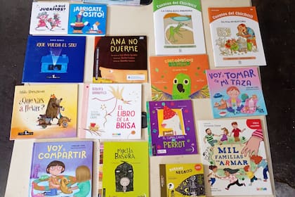 Algunos de los libros infantiles donados a las bibliotecas de Bahía Blanca