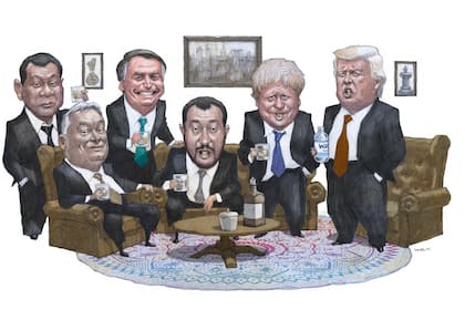 Algunos de los líderes populistas actuales: Duterte, Orban, Bolsonaro, Salvini, Johnson y Trump