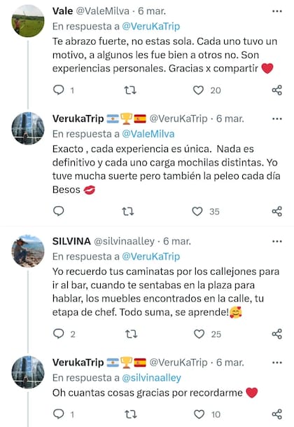 Algunos de los mensajes que recibió en la publicación