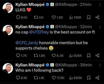 Algunos de los posteos en la cuenta de Mbappé