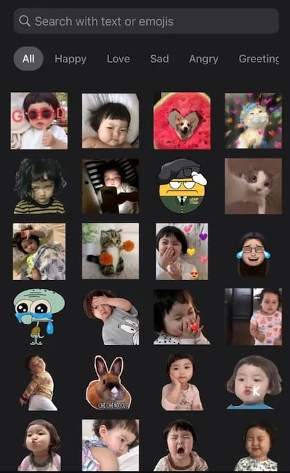 Algunos de los stickers de la niña que circulan en redes
