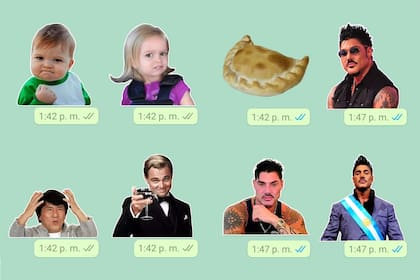 Algunos de los stickers disponibles para Whatsapp hechos en la Argentina