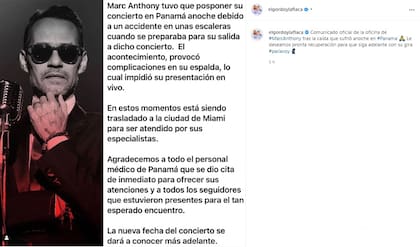 Algunos medios de comunicación dedicados al entretenimiento compartieron el comunicado donde se anunciaba la cancelación del concierto de Marc Anthony en Ciudad de Panamá (Crédito: Instagram/@elgordoylaflaca)