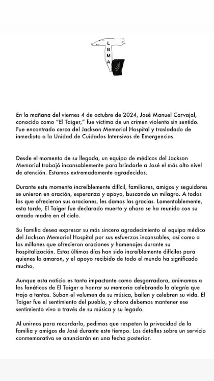Allegados al artista confirmaron su deceso a través de una historia en Instagram en su cuenta oficial