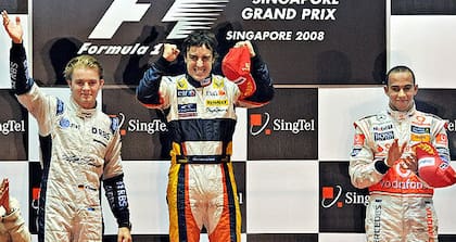 Alonso, Rosberg y Hamilton subieron al podio de Marina Bay