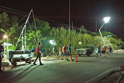 El pueblo lleno de equipos de filmación