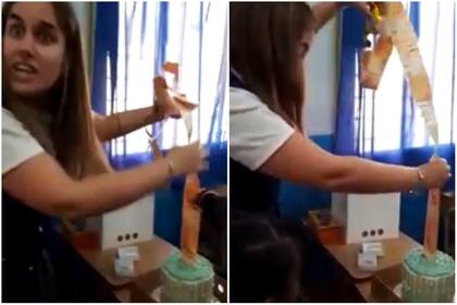 Alumnos y padres de segundo grado de una escuela de Rosario sorprendieron a una maestra con un peculiar regalo (Foto: Captura de video)