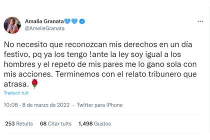 Amalia Granata hizo una reflexión sobre el Día de la Mujer que no cayó del todo bien entre sus fanáticos