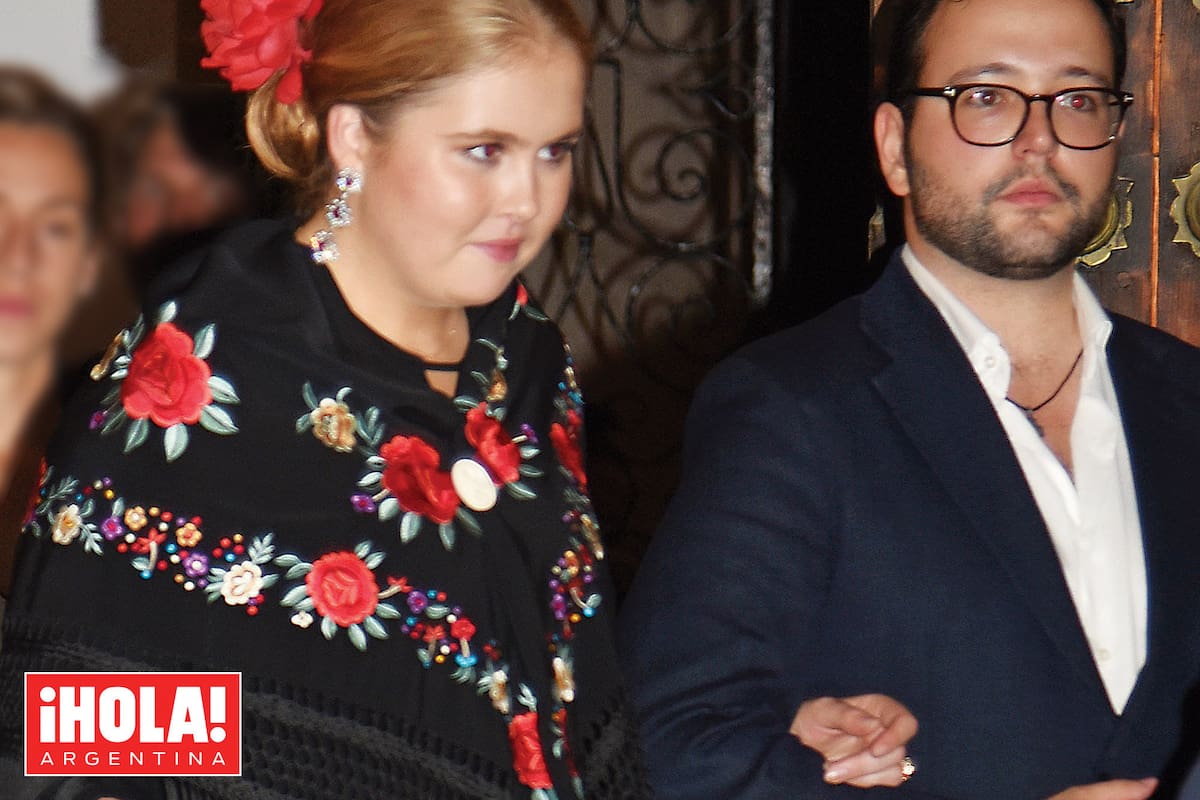 Amalia y Boris de Bulgaria, tomados del brazo, en la boda de Victoria de Hohenlohe y Maxime Corneille, en octubre pasado.