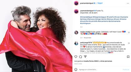 Amanda Miguel anuncia el lanzamiento de su última canción con Diego Verdaguer.
