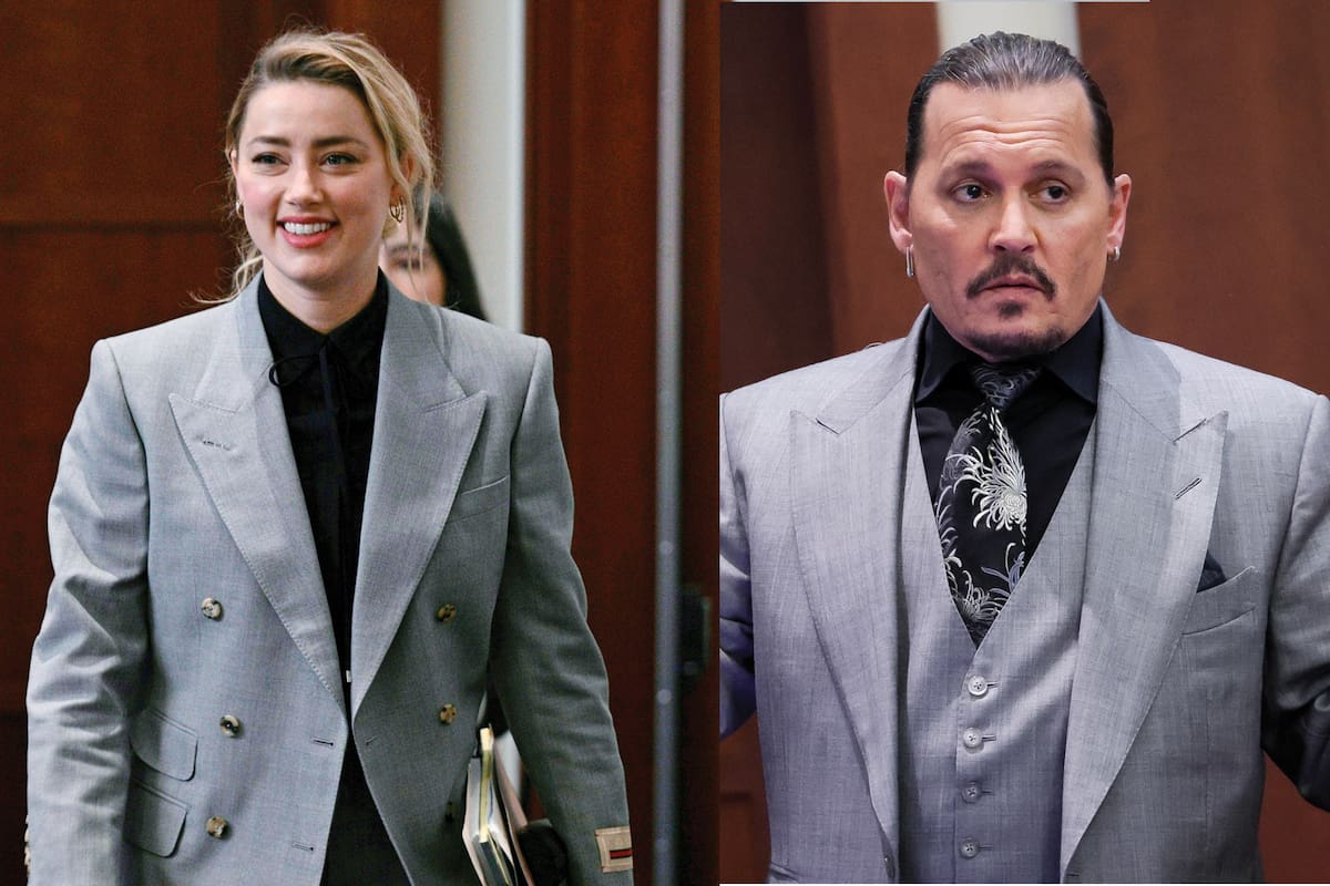 Amber Heard con una vestimenta que imita el estilo de la que había llevado Johnny Deep en la audiencia anterior en el juicio que ambos disputan por difamción en Estados Unidos