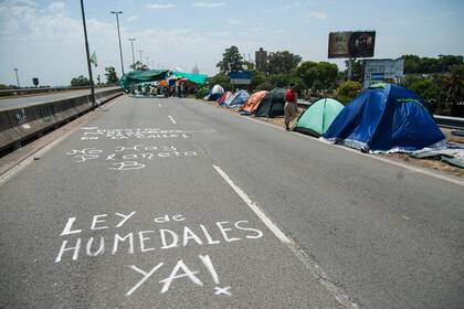 Ambientalistas cortan el puente que une Rosario con Entre Ríos en reclamo de que se apruebe la ley de humedales