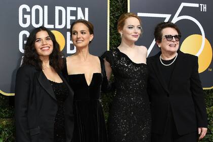 America Ferrera, Natalie Portman, Emma Stone y la ex tenista Billie Jean King