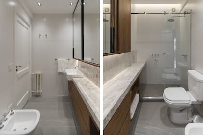 Amoblamiento de incienso laqueado (Estudio Primal), pileta 'Dongio' (Ferrum) y mesada de Dekton (Oscar Revestimientos).