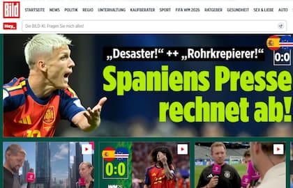 Amplia cobertura de Bild, de Alemania, para el sorpresivo empate de España con Cabo Verde en el comienzo del Mundial