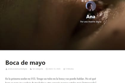 Ana Estrada cuenta su vida en su blog Ana busca la muerte digna