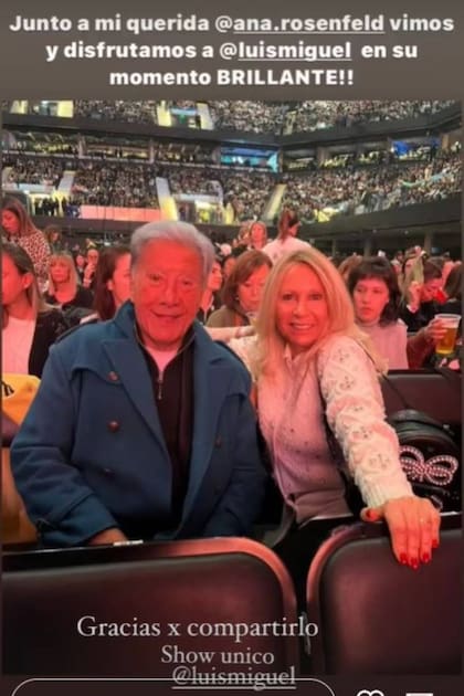 Ana Rosenfeld y Juan Alberto Mateyko compartieron el recital de Luis Miguel en Buenos Aires y los usuarios hablaron de un posible romance entre ellos