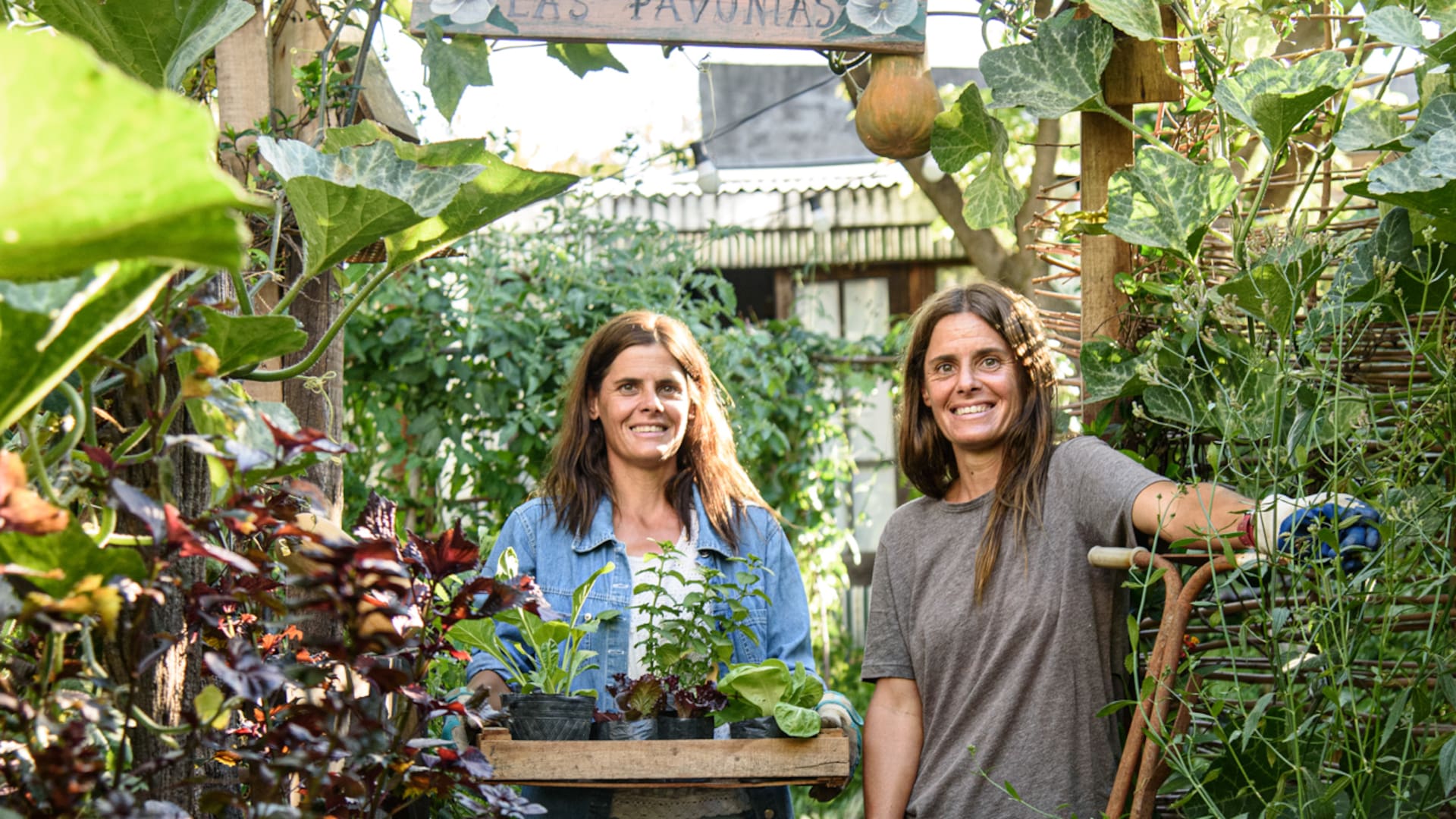 Ana y Delina Pavón en su huerta