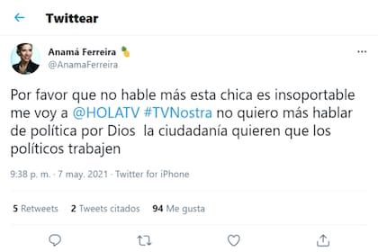 Anamá Ferreira criticó a Ángela Lerena, panelista de TV Nostra