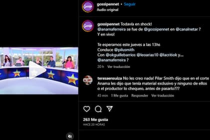 Anamá Ferreira se fue en vivo del ciclo (Captura Instagram @gossipennet)
