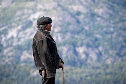 Anciano y solo Martín no teme vivir allí donde casi nadie nunca llega, frente al Volcán Lanín