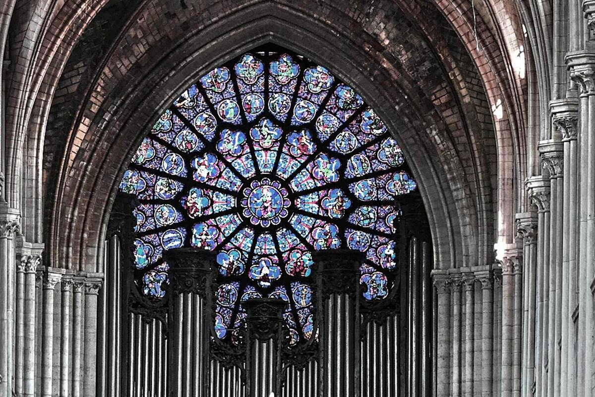 Andamios y redes para realizar los trabajos preliminares en la Catedral de Notre-Dame