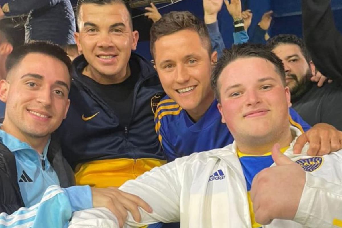 Ander Herrera fue a La Bombonera y presenció el partido entre Boca y Colo Colo