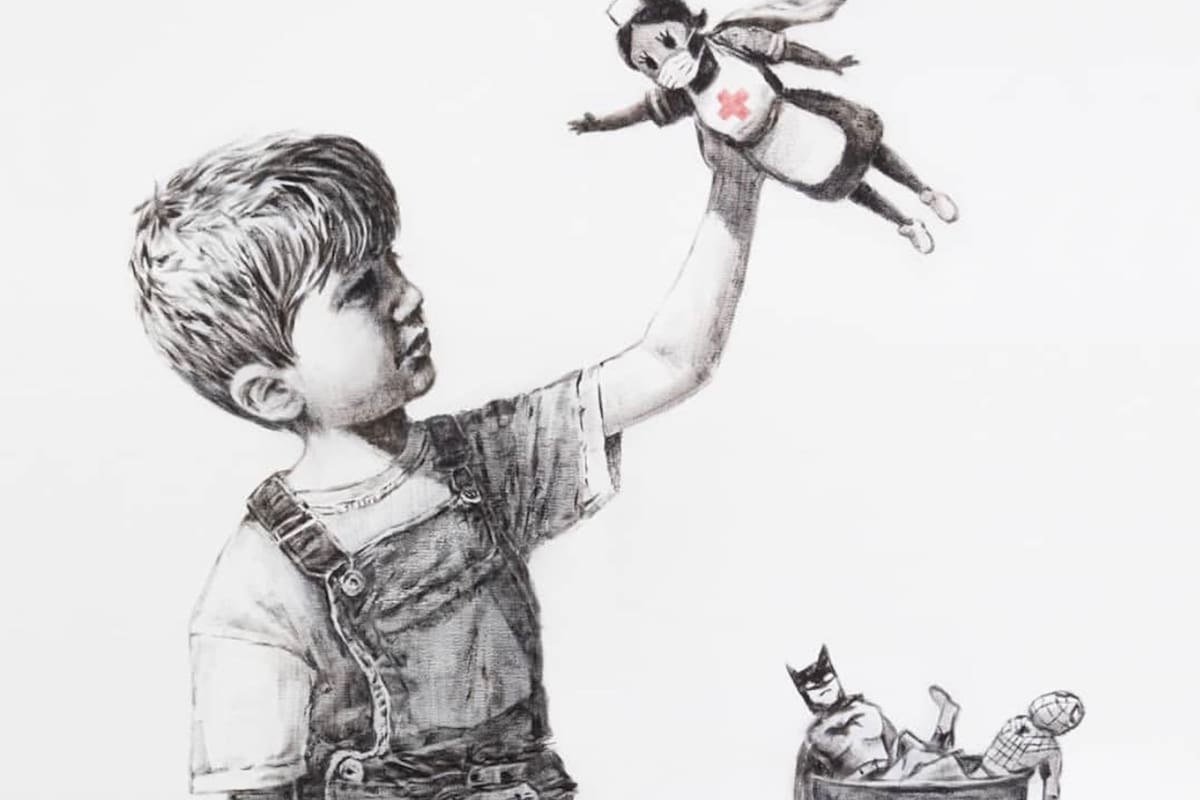 "Game changer" escribió el famoso grafitero anónimo debajo de un dibujo publicado hoy en su cuenta de Instagram