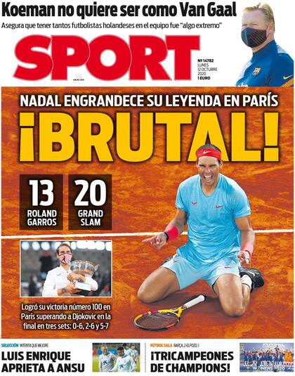"Messi engrandece su leyenda en París", tituló el diario catalán Sport