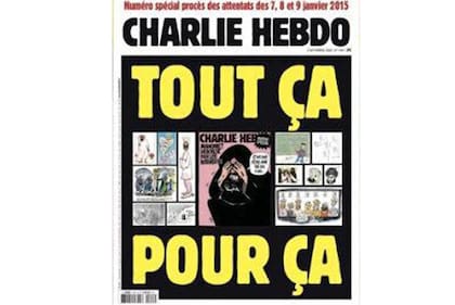 "Todo esto para esto", dice la portada del último número de la revista Charlie Hebdo, que saldrá a la venta mañana.charliehebdo.fr