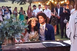 Andrea Collarini y Delfina Novillo Corvalán al momento de dar el sí, el sábado pasado en Córdoba