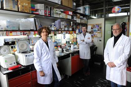 Andrea Gamarnik con parte de su equipo en el laboratorio del Instituto Leloir