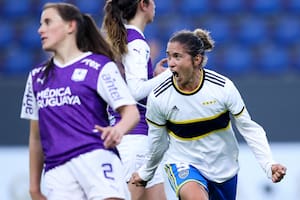 Andrea Ojeda festeja su gol; Boca nunca perdió contra equipos uruguayos en la Copa Libertadores femenina