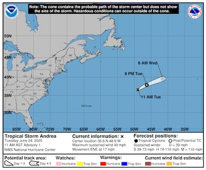 Andrea se originó de la baja presión '90L', monitoreada por días, y marca un inicio de la temporada aunque con condiciones atmosféricas adversas que impedirán su intensificación