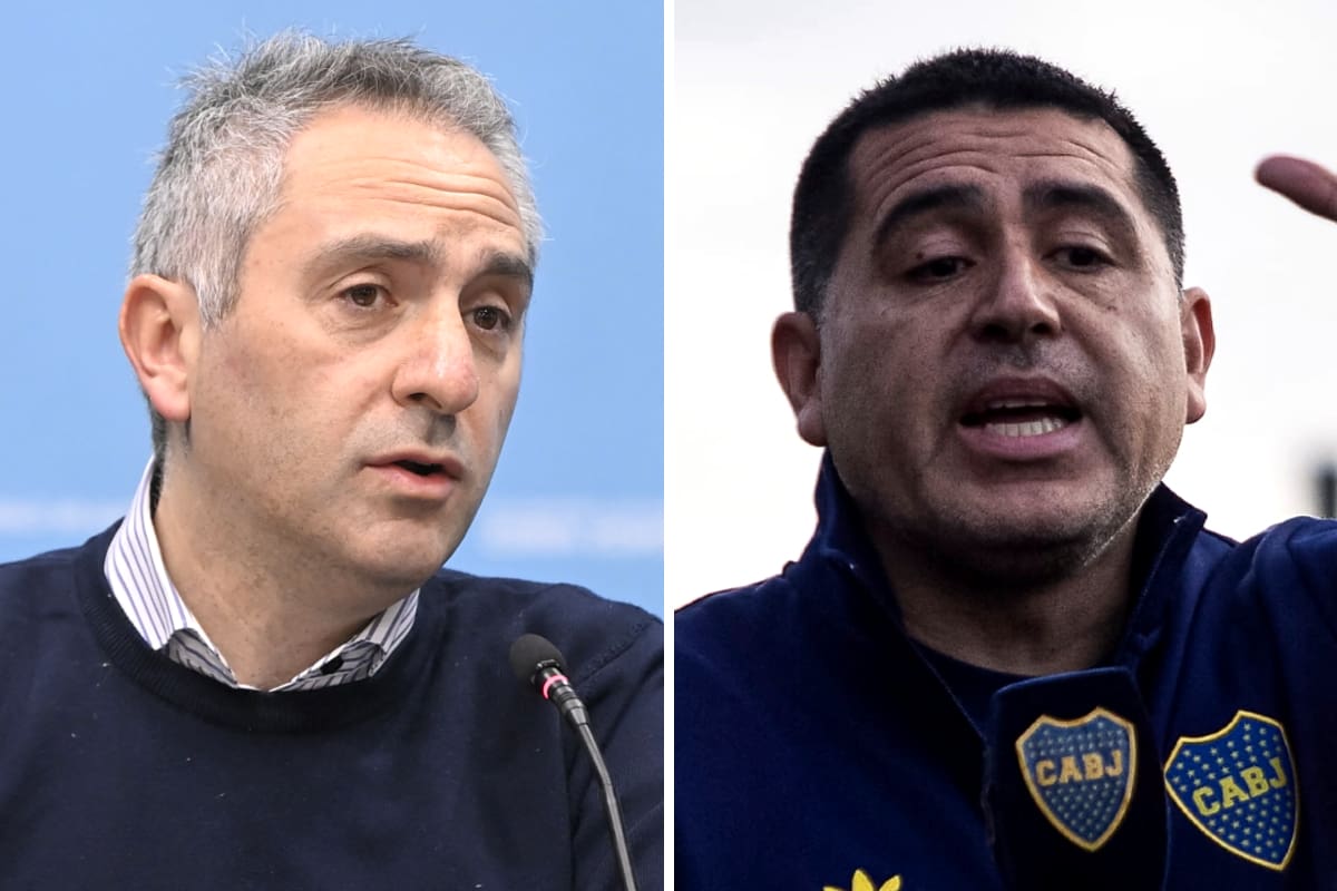Andrés “Cuervo” Larroque, ministro de Desarrollo de la Comunidad en la provincia de Buenos Aires, junto a Juan Román Riquelme, presidente de Boca Juniors