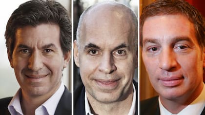 Andrés Freire, ministro de Modernización; Horacio Rodríguez Larreta, jefe de Gobierno y Diego Santilli, vicejefe de Gobierno