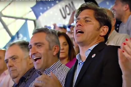 Andrés Larroque y Axel Kicillof, en el acto de la UOM