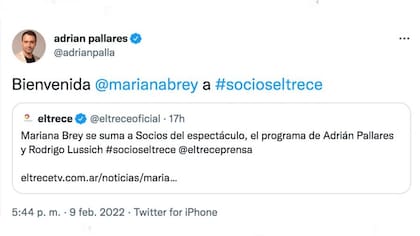 Andrés Pallares dio la bienvenida a Mariana Brey