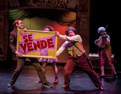 Andrés Sahade, Guadalupe Bervih y Daniel Casablanca intentan frenar la súbita venta de un teatro en Amadeo, una bella propuesta infantil inspirada en La flauta mágica, de Mozart