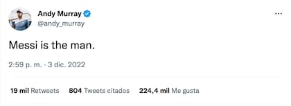 Andy Murray declaró su admiración por Messi
