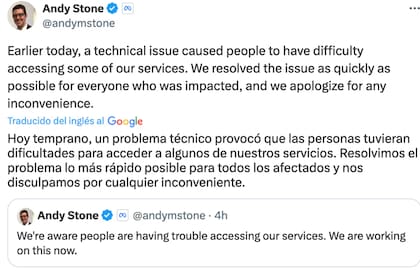 Andy Stone realizó un comunicado por la caída de las redes sociales (Captura X)