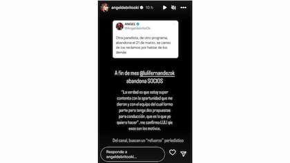 Ángel de Brito anunció la salida de Luli Fernández de Socios del Espectáculo