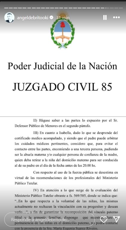 Ángel De Brito aportó más detalles de la resolución judicial que celebró Wanda Nara (Captura: Instagram @angeldebritooki)