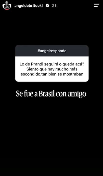 Ángel de Brito contó que Julieta Prandi viajó a Brasil tras su separación (Foto: Instagram @angeldebritooki)