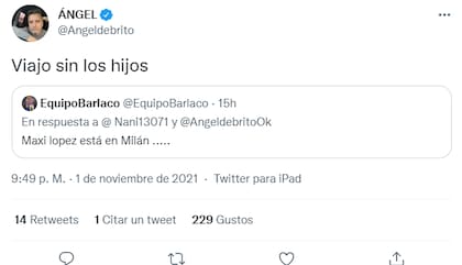 Ángel de Brito contó que la empresaria había viajado sin sus hijos